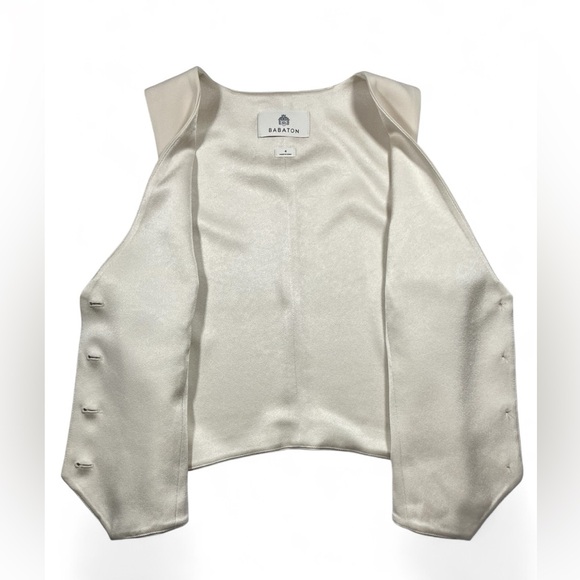 BABATON Aritzia Ecru Tailored Vest Tortoise Buttons Size 4 - Picture 6 of 8
